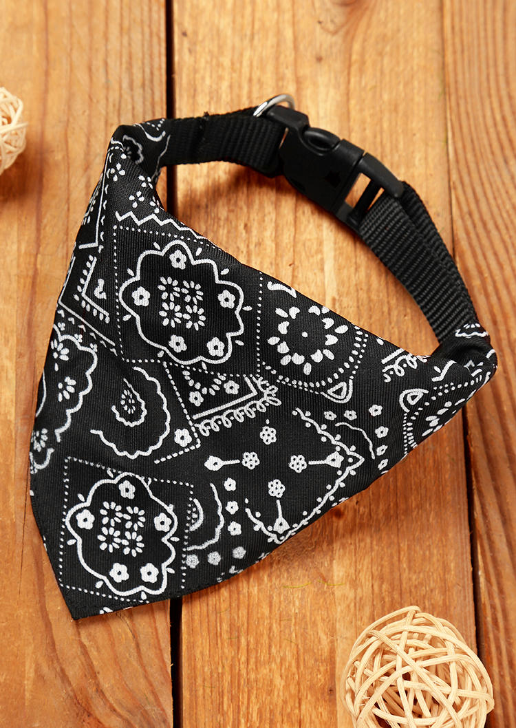 

Pet Products Floral Adjustable Buckle Pet Dog Triangle Scarf in Black. Size
