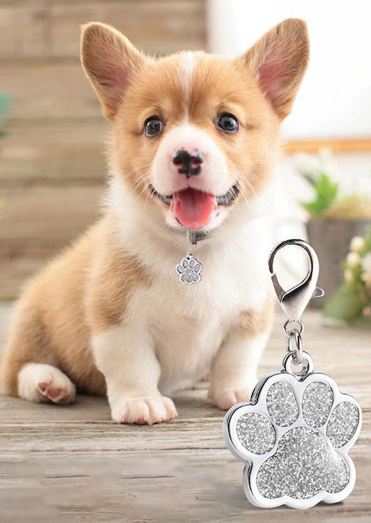 

Pet Products Cute Glitter Paw Pet Dog Tag in Silver,Royal Blue,Rose Red. Size