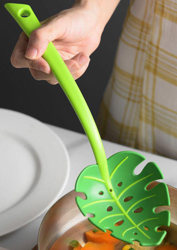 

Tools Monstera Leaf Slotted Spoon with Long Handle in Green. Size