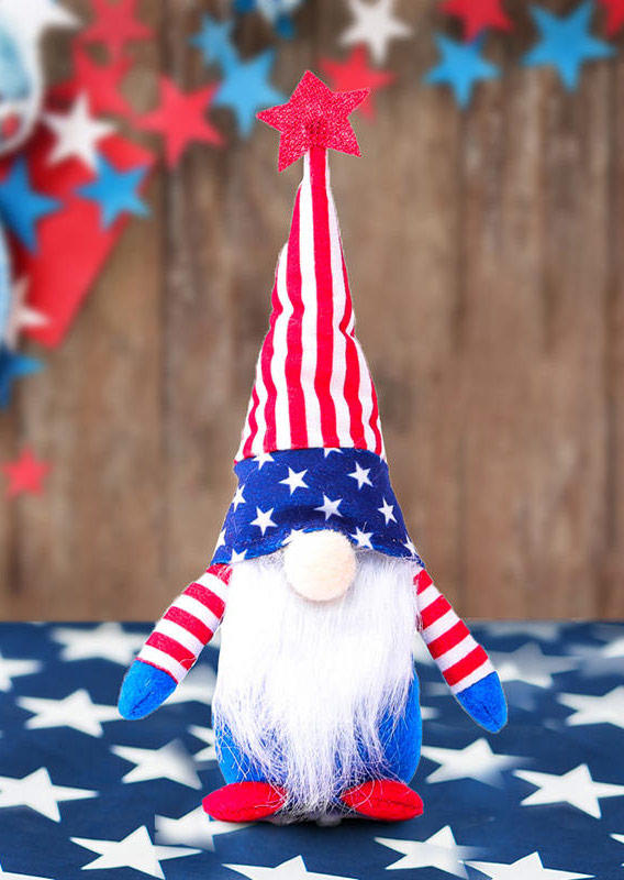 

American Flag Star Striped Gnome Plush Toy in Pattern3. Size