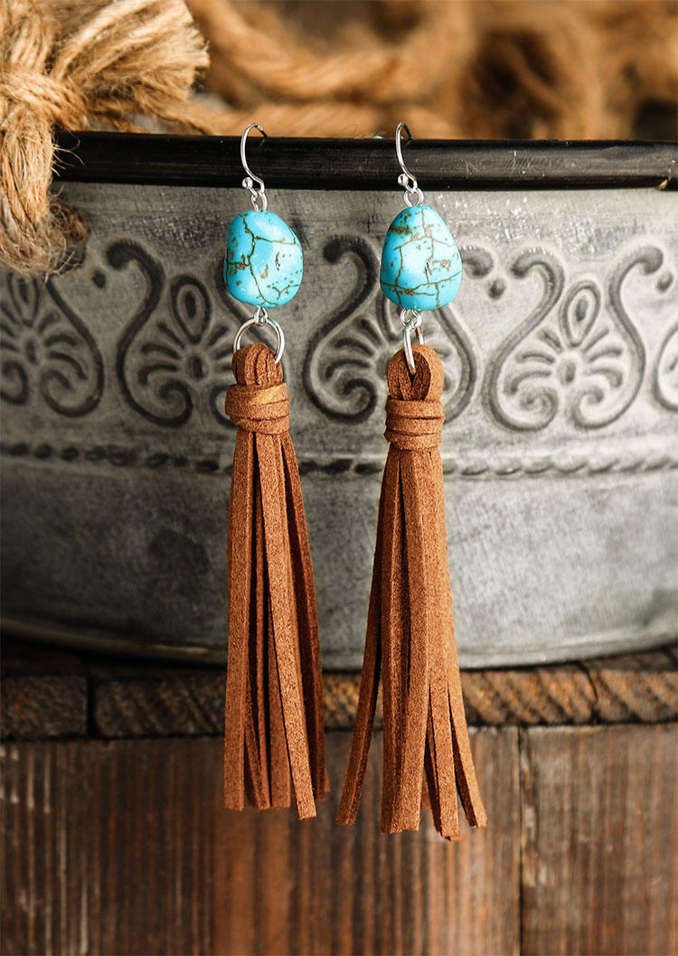 

Earrings Vintage Turquoise Tassel Drop Earrings in Black. Size