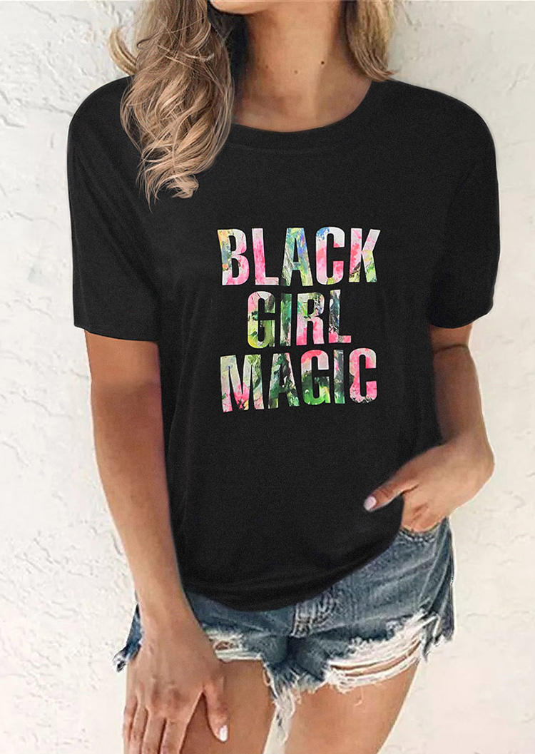 

T-shirts Tees Black Girl Magic O-Neck T-Shirt Tee in Black. Size: ,M,L,XL