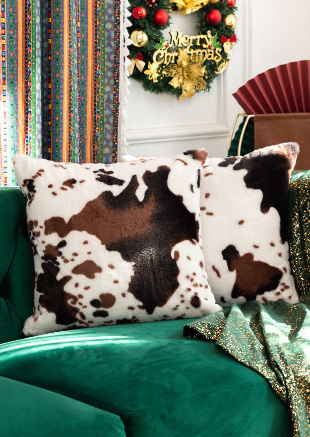 

Pillowcase Cow Warm Plush Pillowcase without Pillow in Black. Size