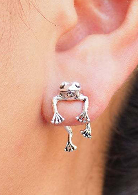 

Earrings Vintage Frog Ear Wrap Crawler Hook Earring in Silver. Size