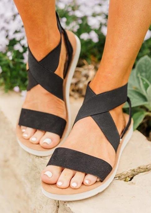 

Sandals Summer Cross Ankle Strap Slip-On Flat Sandals in Black. Size: ,38,39,40,41