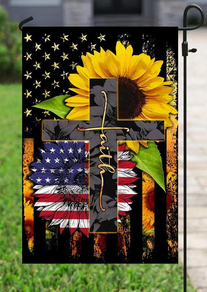 

Faith American Flag Sunflower Cross Hanging Ornament in Multicolor. Size