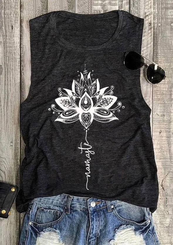 

Tank Tops Mandala Lotus Namaste O-Neck Tank Top in Dark Grey. Size