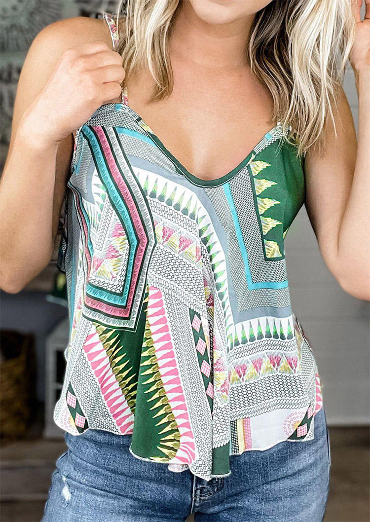 

Tank Tops Geometric Sleeveless Casual Camisole in Multicolor. Size: ,M,L,XL
