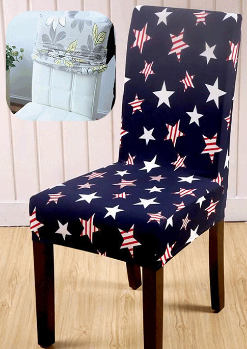 

Star Stretch Washable Chair Cover in Deep Blue. Size