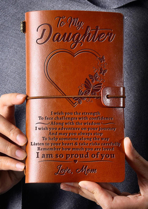 

To My Daughter Vintage Refillable PU Leather Journal Gift in Pattern1. Size