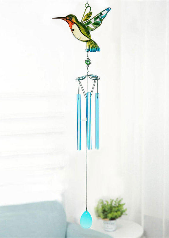 

Cool Gadgets Stained Glass Hummingbird Wind Chime in Multicolor. Size