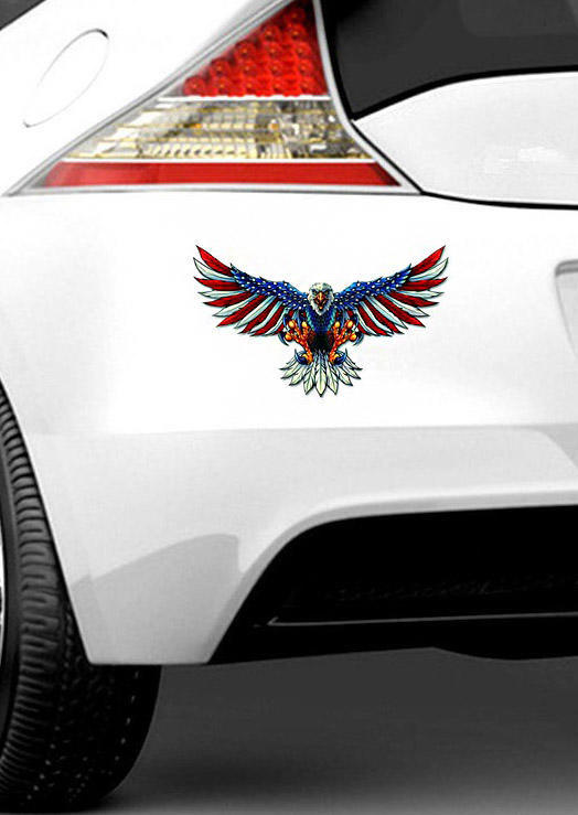 

American Flag Bald Eagle Car Sticker in Multicolor. Size
