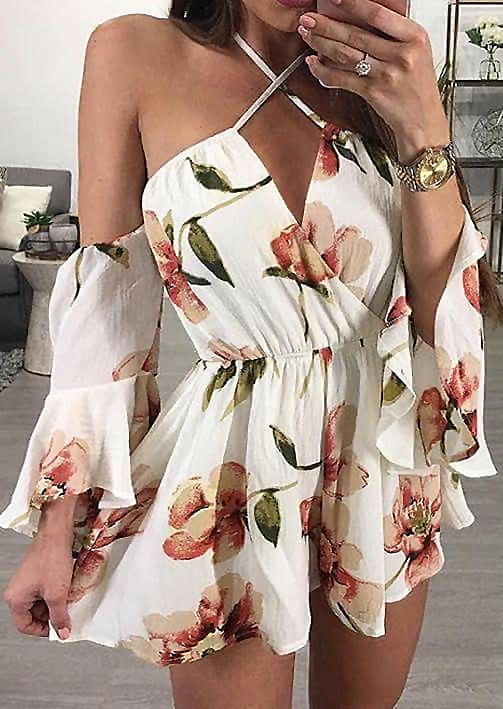 

Mini Dresses Floral Criss-Cross Halter Open Back Mini Dress in Multicolor. Size: ,M,L,XL