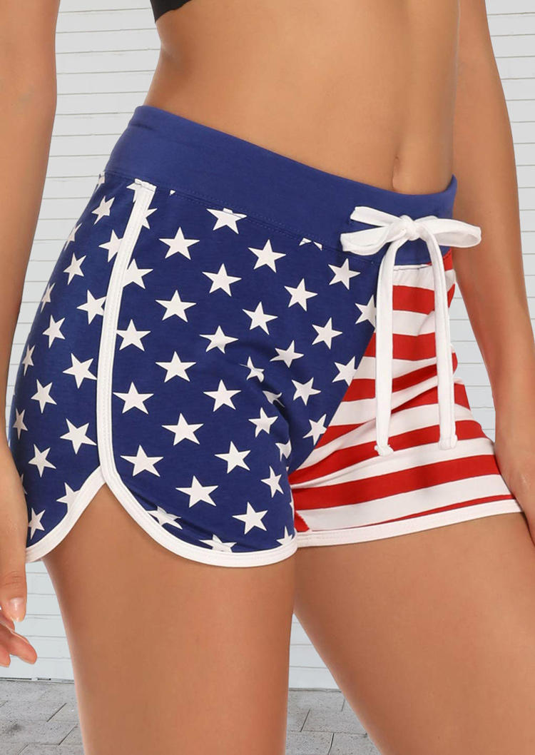 

Shorts American Flag Star Striped Drawstring Shorts in Multicolor. Size