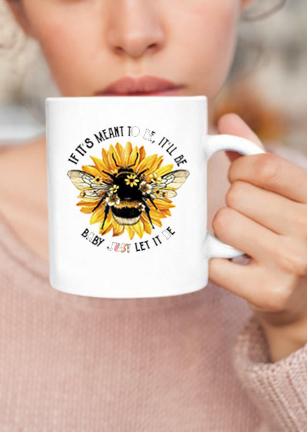 

Sunflower Bee Baby Just Let It Be Porcelain Cup in White. Size