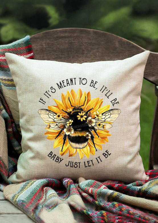 

Pillowcase If It's Meant To Be It'll Be Sunflower Bee Pillowcase without Pillow in Yellow. Size