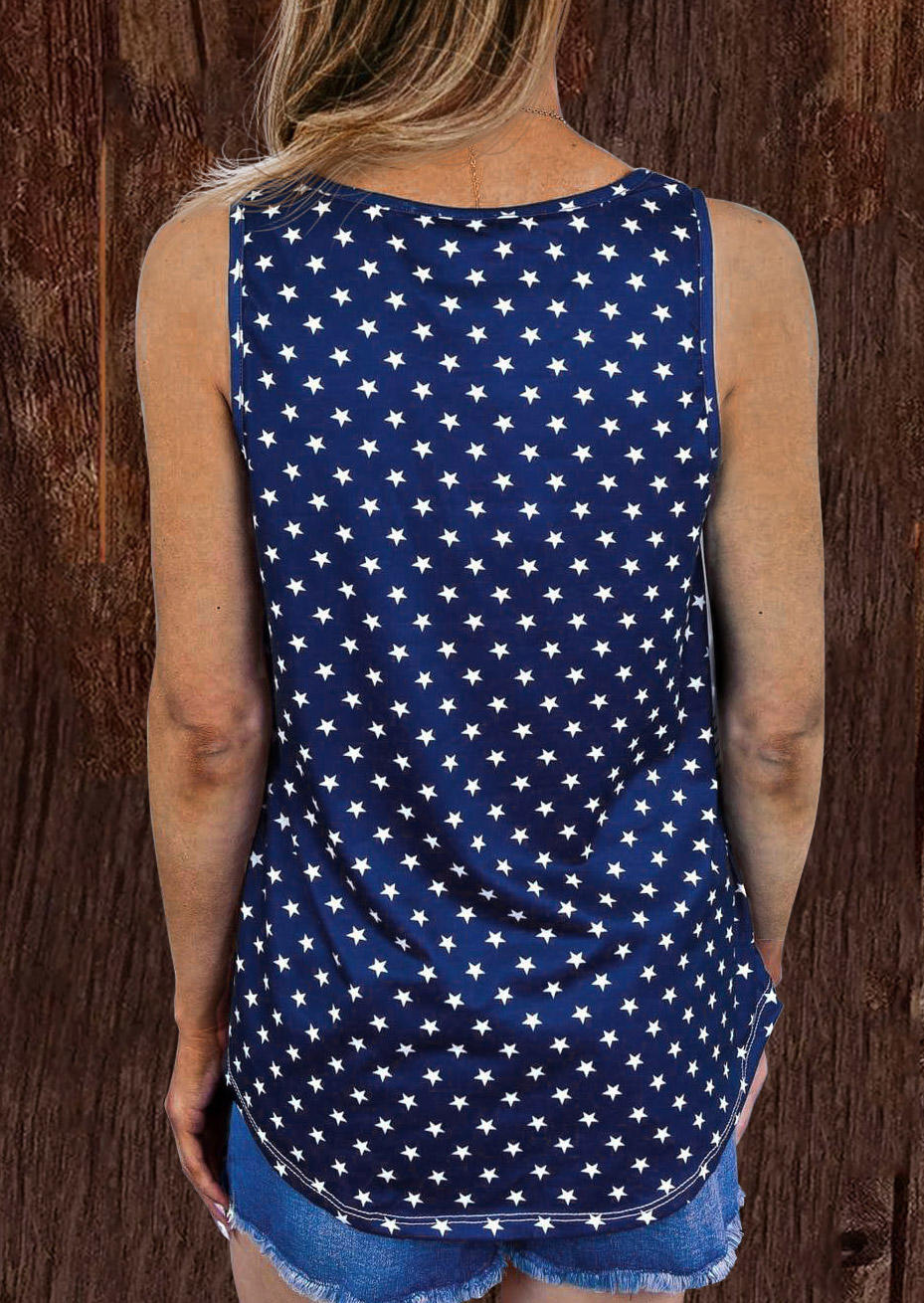 

Tank Tops Leopard Striped Star Sleeveless Tank Top in Multicolor. Size: ,L