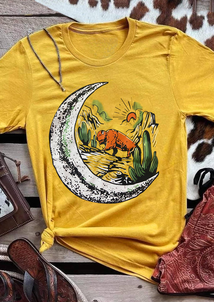 

T-shirts Tees Cactus Buffalo Moon T-Shirt Tee in Yellow. Size: ,M,L