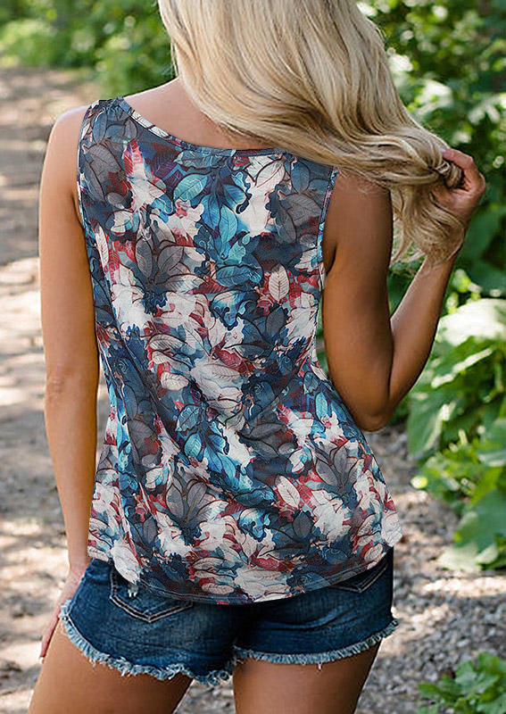 

Tank Tops Vintage Floral Ruffled Sleeveless Tank Top in Multicolor. Size: ,L,XL,2XL