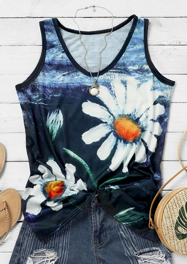 

Tank Tops Daisy Sleeveless O-Neck Tank Top in Multicolor. Size: ,M