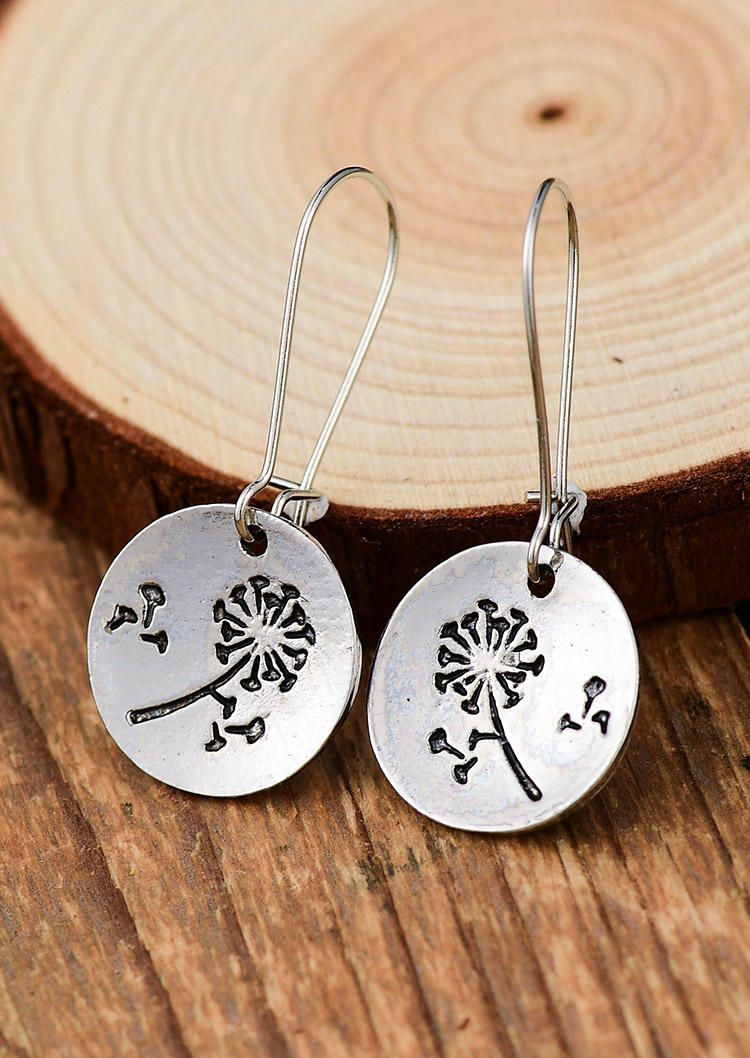 

Earrings Vintage Dandelion Hollow Out Alloy Earrings in Silver. Size