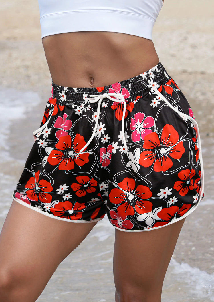 

Shorts Floral Pocket Drawstring Elastic Waist Shorts in Multicolor. Size: ,M,L,XL