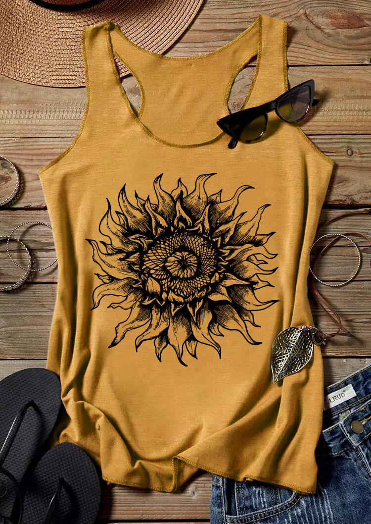 

Tank Tops Sunflower Sleeveless Racerback Tank Top in Yellow. Size