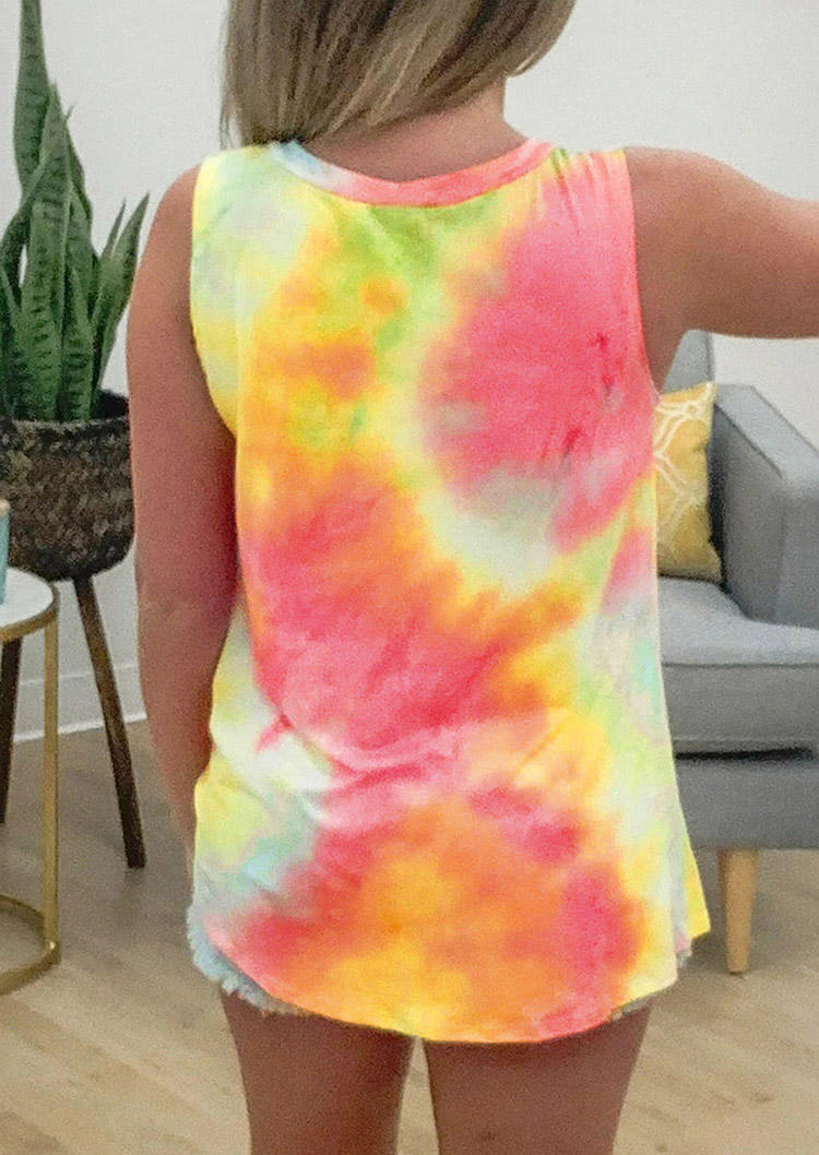 

Tank Tops Tie Dye Keyhole Neck Twist Casual Tank Top in Multicolor. Size: ,L