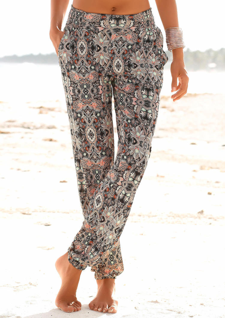 

Pants Ethnic Style Pocket Elastic Waist Pants in Multicolor. Size: ,L,XL