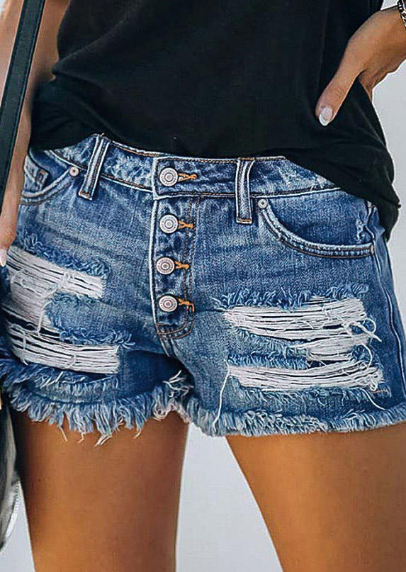 

Shorts American Flag Star Striped Pocket Frayed Hem Denim Shorts in Deep Blue. Size