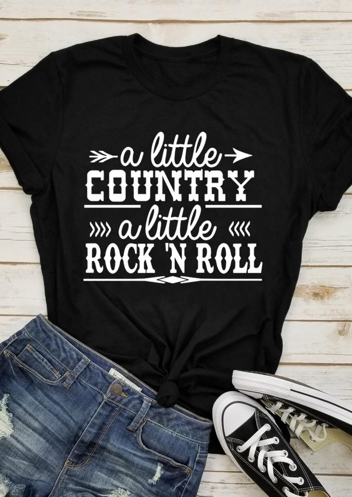 

T-shirts Tees A little Country A Little Rock 'N Roll Arrow T-Shirt Tee in Black. Size: ,M