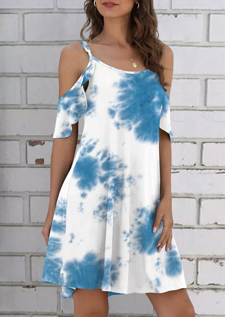 

Mini Dresses Tie Dye Pocket Adjustable Strap Mini Dress in Blue. Size
