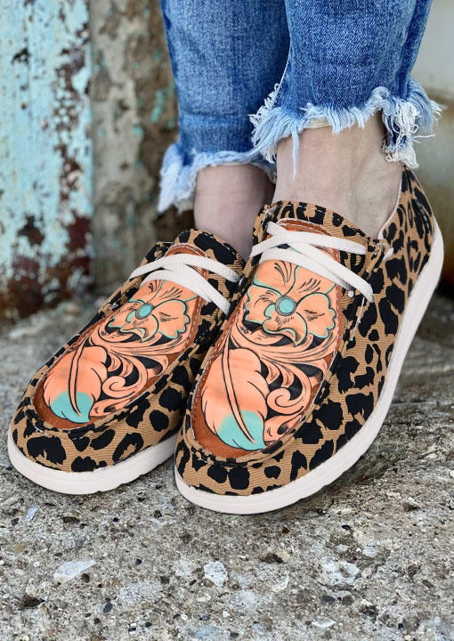 leopard flat sneakers