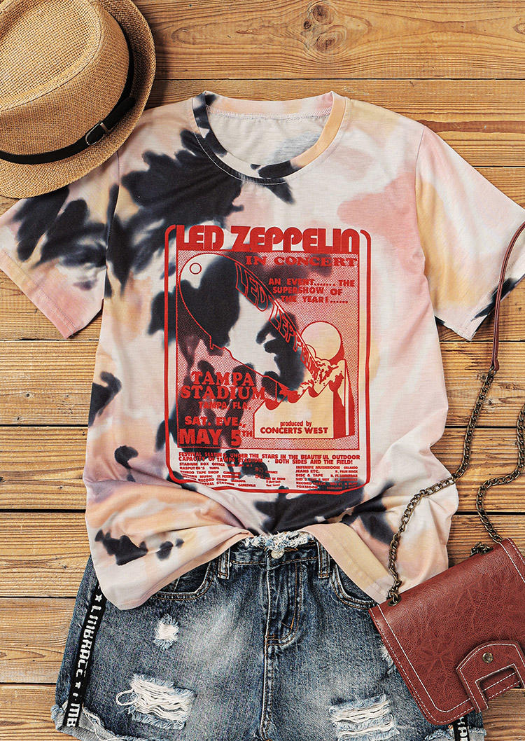 T-shirts Tees Vintage Tie Dye Graphic O-Neck T-Shirt Tee in Multicolor. Size: S,M,L,XL