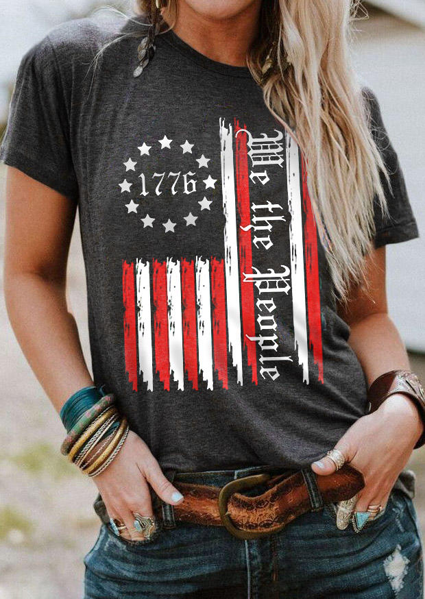 

T-shirts Tees American Flag 1776 We The People T-Shirt Tee in Dark Grey. Size