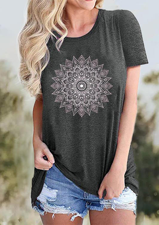 

T-shirts Tees Mandala O-Neck Short Sleeve T-Shirt Tee in Dark Grey. Size: ,M,L,XL