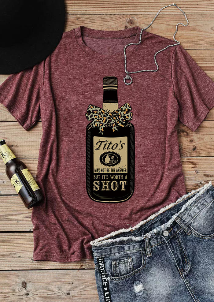 

T-shirts Tees Tito' Worth A Shot Leopard T-Shirt Tee in Cameo Brown. Size: ,L