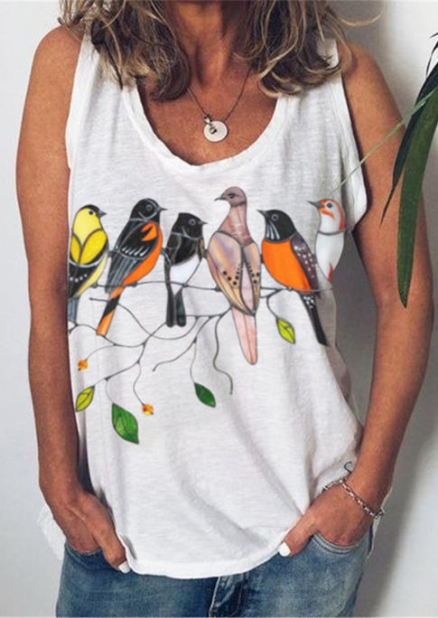 

Tank Tops Hummingbird Sleeveless Casual Tank Top in White. Size: ,L