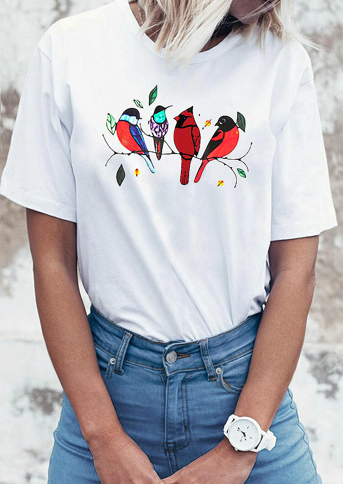 

T-shirts Tees Hummingbird O-Neck T-Shirt Tee in White. Size: ,M,L,XL