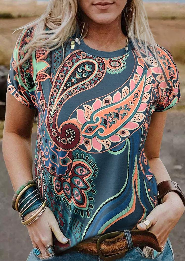 

T-shirts Tees Paisley O-Neck T-Shirt Tee in Multicolor. Size