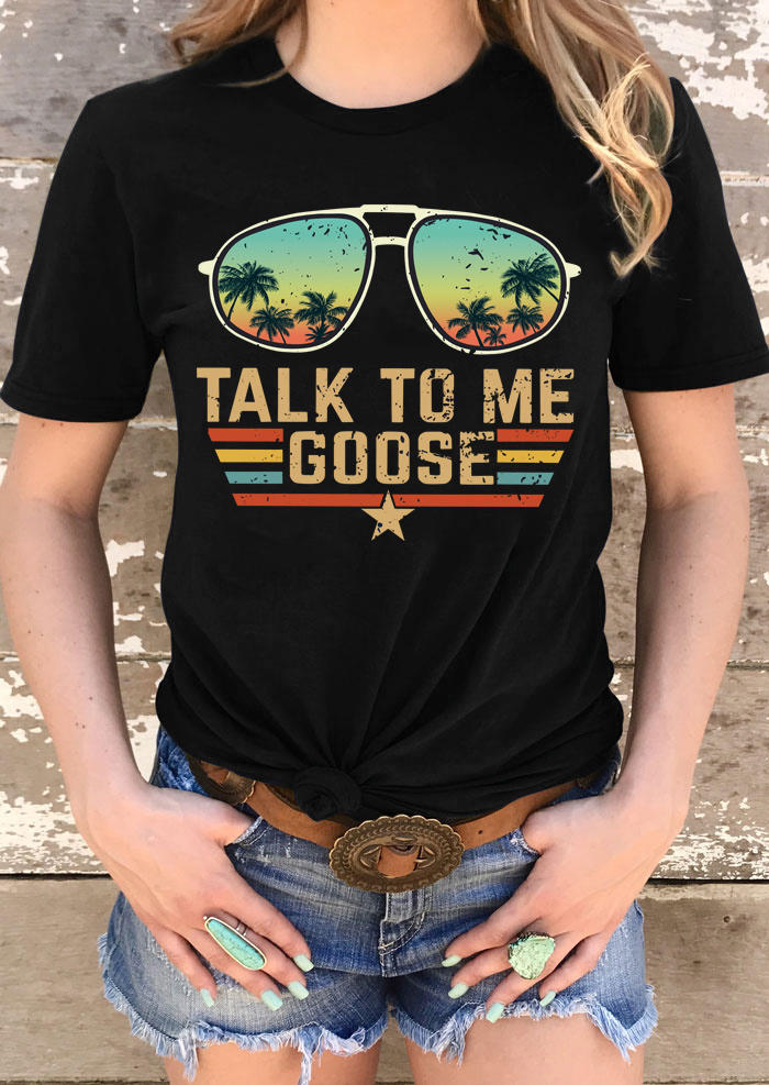 

T-shirts Tees Talk To Me Goose Coconut Tree Glasses T-Shirt Tee in Black. Size