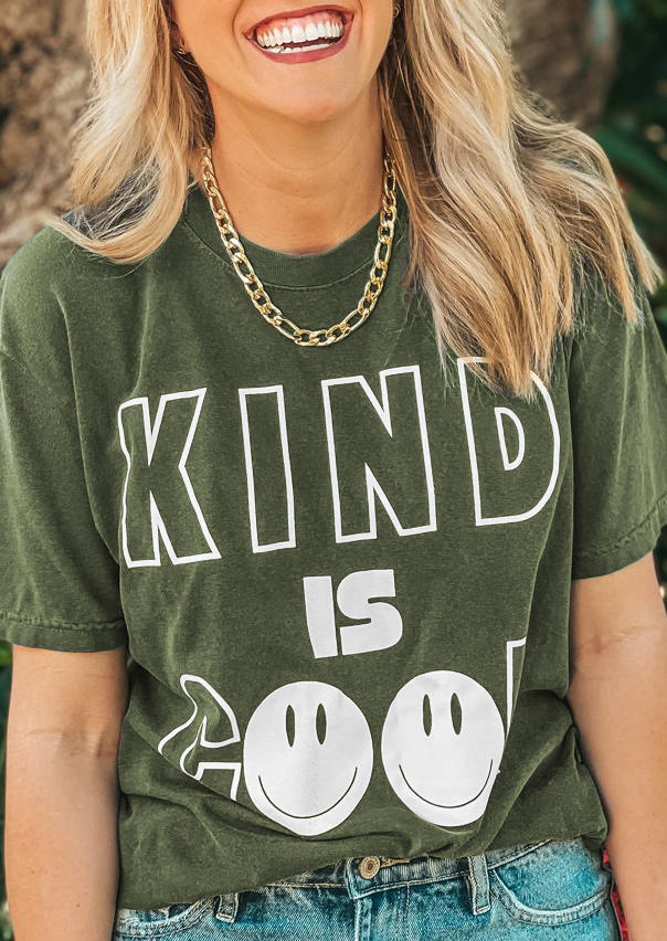 

T-shirts Tees Kind Is Cool Graphic T-Shirt Tee in Army Green. Size: ,L,XL