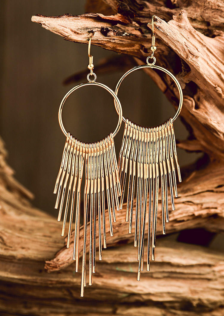 

Earrings Metal Tassel Hook Earrings in Silver. Size