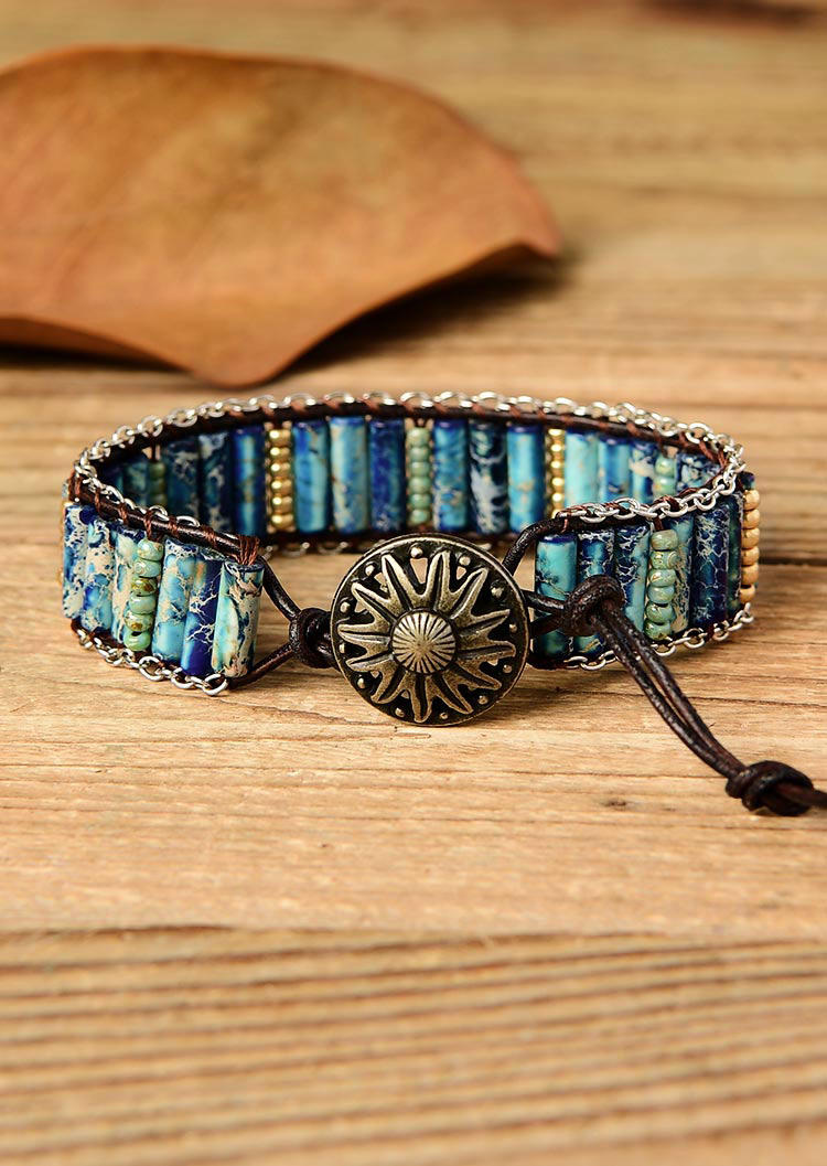 

Bracelet Sunflower Turquoise Beading Bracelet in Blue. Size