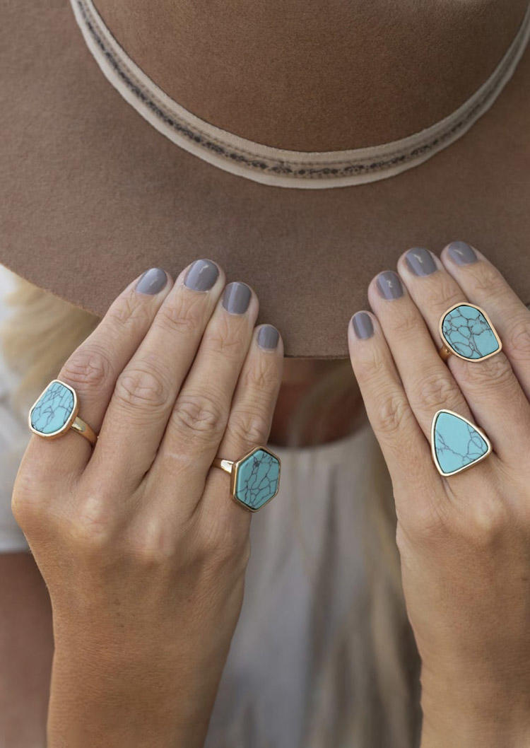 

Rings Vintage Geometric Turquoise Alloy Ring in Pattern2,Pattern3. Size