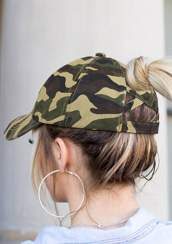 

Hats Camouflage Criss-Cross Hollow Out Ponytail Baseball Cap in Pattern1,Pattern2. Size