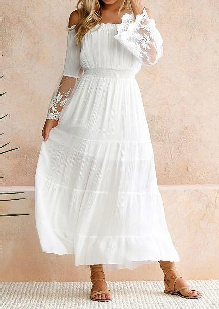 

Maxi Dresses Lace Off Shoulder Maxi Dress in White. Size: ,M,L,XL