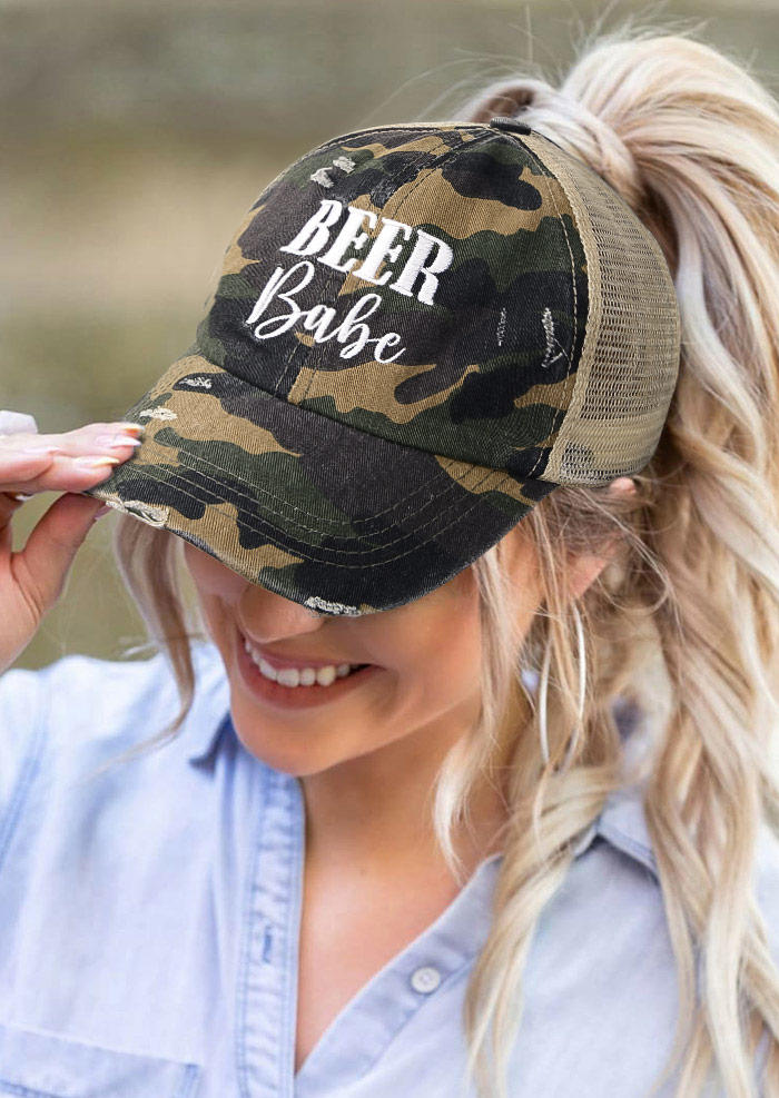 

Hats Camouflage Beer Babe Hollow Out Mesh Baseball Cap in Camouflage. Size