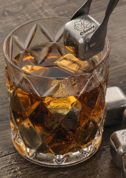 

Tools 4Pcs Reusable Whiskey Stone Stainless Steel Metal Ice Cube in Silver. Size