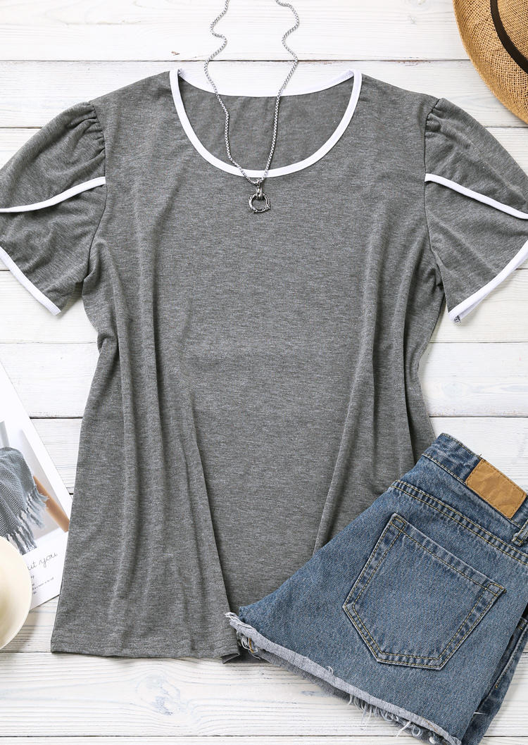 

Blouses Short Sleeve O-Neck Blouse - Gray in Gray. Size